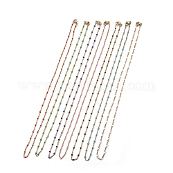 Colliers avec chaîne de câble en 304 acier inoxydable, avec l'émail, or, couleur mixte, 17.51 pouce (44.5 cm), 1.7mm, perles: 5x2~3x1.5~2.5 mm