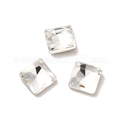 Glass Rhinestone Cabochons, Point Back & Back Plated, Faceted, Square, Crystal, 5x5x2mm