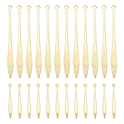 BENECREAT 100Pcs Leaf Pattern Brass Pendants, 2 Style Long Leaf Charm Pendants for Bracelet Necklace Jewelry DIY Craft Making, Hole: 1~1.2mm