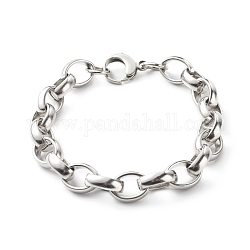 304 pulseras de cadena rolo de acero inoxidable para mujer., Pulido, color acero inoxidable, 7-7/8 pulgada (20 cm)