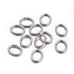 304 anelli di salto in acciaio inox, anelli di salto aperti, ovale, colore acciaio inossidabile, 21 gauge, 5x4x0.7mm, diametro interno: 2.5x3mm