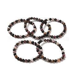 Natürlichen Turmalin Perlen Stretch-Armbänder, Runde, Innendurchmesser: 2-1/8~2-1/4 Zoll (5.35~5.55 cm)