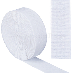 5 Yards Polyester Non-Slip Silicone Elastic Gripper Band for Garment Sewing Project, Flat with Polka Dot, White, 30mm