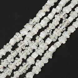 Chapelets de perle de millefiori en verre manuelles, fleur, blanc, 3.5~5.5x3.5~5.5x3mm, Trou: 1mm, Environ 93 pcs/chapelet, 14.76'' (37.5 cm)