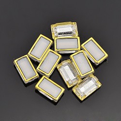 Genähte Taiwan Acrylperlen, Multi-Strang-Verbinder, Bekleidungszubehör, Rechteck, Rauch weiss, golden, 18x8x6 mm, Bohrung: 1 mm
