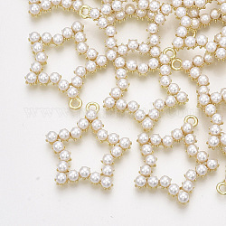 Pendenti di perle imitazione plastica abs, con accessori in lega, stella, oro chiaro, 29.5x27.5x5mm, Foro: 2 mm