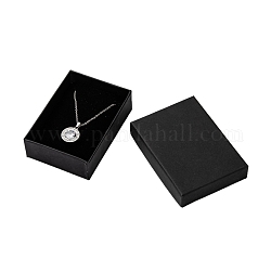 Cardboard Jewelry Set Boxes, For Necklaces, Earrings and Rings, with Sponge inside, Rectangle, Black, 9x6.5x2.8cm