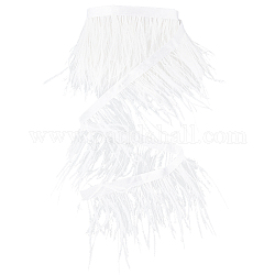 Gorgecraft 2 Yards Fashion Ostrich Feather Cloth Strand Costume Accessories, White, 80~100mm