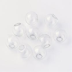 Botellas redondas de bola de globo de vidrio soplado mecanizado, para aretes o manualidades, Claro, 18mm, medio agujero: 3~5 mm