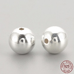 925 шарики стерлингового серебра, круглые, серебряные, 4x4 мм, отверстие : 1 мм