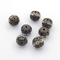 Messing Klasse A Strass-Perlen, Nickelfrei, Antik Bronze, Runde, Kristall, 10 mm in Durchmesser, Bohrung: 1.2 mm