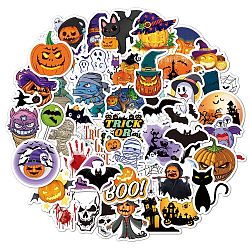 50 Uds. Pegatinas de dibujos animados impermeables de vinilo holográfico de halloween, calcomanías autoadhesivas para manualidades, patrón temático de halloween, 24.5~71.5x36.5~70x0.3mm