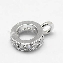 Ring Brass Micro Pave Cubic Zirconia Tube Bails, Loop Bails, Platinum, 8.5x2x6mm, Hole: 1.5mm, Inner Diameter: 3mm