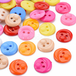 2-Rondelle botones de plástico, cabeza, color mezclado, 15x3mm, agujero: 2 mm
