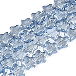 Abalorios de vidrio electroplate hebra, lustre de la perla chapado, estrella, agua, 8.5x9x3mm, agujero: 0.8 mm, aproximamente 79~80 pcs / cadena, 24.80 pulgada ~ 25.20 pulgadas (63~64 cm)