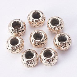Alloy European Beads, Rondelle, Large Hole Beads, Light Gold, 10.5x7.5mm, Hole: 5mm