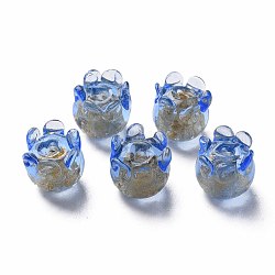 Handgefertigte Goldfolie Glasperlen, Qualle, Verdeck blau, 8.5~9.5x8.5 mm, Bohrung: 1~1.5 mm