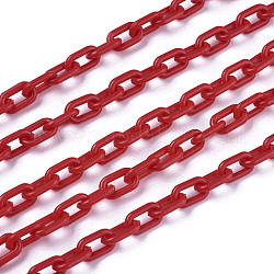 ABS-Kunststoff-Kabelketten, Oval, rot, 13.5~14x8x2 mm, 14.9 Zoll~15.35 Zoll (38~39 cm)/Strang