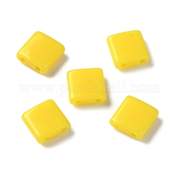 Fascini opachi a scorrimento acrilico, quadrato, giallo, 5.2x5.2x2mm, Foro: 0.8 mm