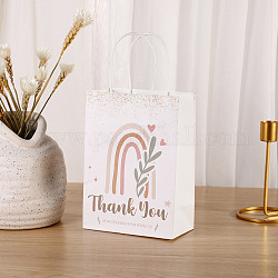 Бумажные мешки, с ручкой, подарочные пакеты, сумки для покупок, прямоугольник со словом спасибо, узор травы, 15x8x21 см