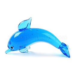 3D Dolphin Handmade Lampwork Display Decoration, for Home Decoration, Dodger Blue, 51x20.5x33mm