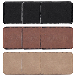 9Pcs 3 Colors Imitation Leather Laserable Label Tags, Sew on Blank Hat Patches, Rectangle, Mixed Color, 88x63x1.5mm, 3pcs/color