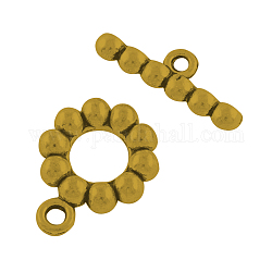 Tibetan Style Alloy Ring Toggle Clasps, Lead Free, Antique Golden, Ring: 18.5x14x2.5mm, Hole: 2mm, Bar: 20x6x3mm, Hole:2mm, about 470pcs/1000g