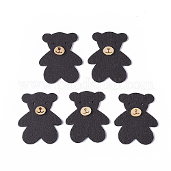 Spray Painted Maple Wood Cabochons, Bear, Coconut Brown, 48.5x41x4.5mm, Hole: 1.5mm