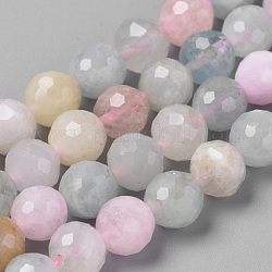 Chapelets de perles en morganite naturelle, ronde à facettes, 8mm, Trou: 1mm, Environ 46~49 pcs/chapelet, 15.7 pouce
