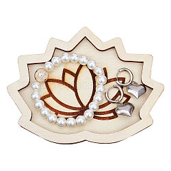Holz-Kristall-Ornament-Display-Tablett, Lotus, für Heimtextilien, Navajo weiß, 96x126x9 mm, Innendurchmesser: 108x76 mm
