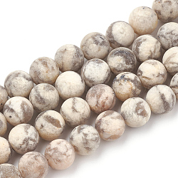 Chapelets de perles en pierre gemme naturelle, mat, ronde, 10mm, Trou: 1.2mm, Environ 37~40 pcs/chapelet, 14.9~15.1 pouce (38~38.5 cm)
