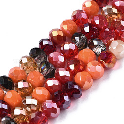 Chapelets de perles en verre électroplaqué, facette, rondelle, rouge, 5.5~6x5mm, Trou: 1mm, Environ 90~92 pcs/chapelet, 16.54 pouce ~ 16.93 pouces (42~43 cm)