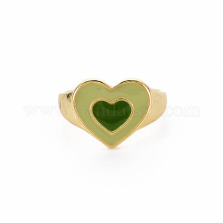 Chapado en rack anillos de banda ancha de esmalte de aleación de oro claro, sin plomo y cadmio, corazón, verde oscuro, nosotros tamaño 8 1/2 (18.5 mm)