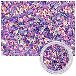Laser-glänzender Nagelkunst-Glitter, Maniküre Pailletten, diy sparkly paillette Tipps Nagel, Rhombus, dunkle Orchidee, 3.5x2.5x1.5 mm, 1 g / box