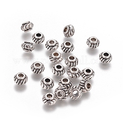 Tibetan Style Alloy Spacer Beads, Lead Free, Rondelle, Antique Silver, 6x4mm, Hole: 2mm