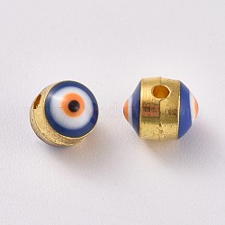 Perles d'émail en alliage, mauvais œil, colorées, 8x6~7mm, Trou: 1mm