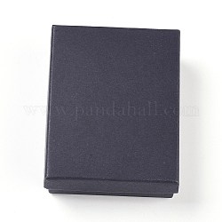 Картон комплект ювелирных изделий коробки, с губкой внутри, прямоугольные, чёрные, 9x6.9x2.7 см