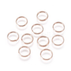 304 из нержавеющей стали разрезные кольца, кольца с двойной петлей, розовое золото , 8x1 мм, внутренний диаметр: 7 мм, одножильный: 0.5 мм