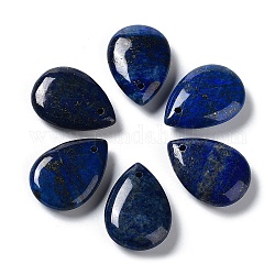Lapis lazuli naturale ciondoli, ciondoli a goccia, 22.5~25x17~18x7mm, Foro: 1.6 mm