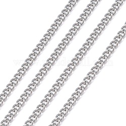 304 Stainless Steel Curb Chains, with Spool, Unwelded, Stainless Steel Color, 5x3.5x1mm, about 32.8 Feet(10m)/roll
