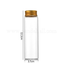 Bottiglie di vetro trasparente contenitori di perline, tubi per la conservazione delle perle con tappo a vite e tappo in alluminio, colonna, oro, 3.7x12cm, capacità: 90 ml (3.04 fl. oz)