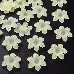 Transparente Acryl Perlen, matt, Blume, Gelb, 21x19x5.5 mm, Bohrung: 1.6 mm, ca. 930 Stk. / 500 g