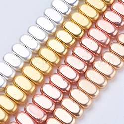 Electroplate Non-magnetic Synthetic Hematite Beads Strands, Frosted, Rectangle, Mixed Color, 4x2x2mm, Hole: 1mm, about 207pcs/strand, 15.5 inch(39.5cm)