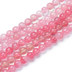 Quarzo della ciliegia fili di perle di vetro, tondo, 6mm, Foro: 1 mm, circa 70pcs/filo, 15.7 pollice