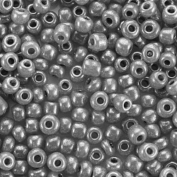 Glass Seed Beads, Ceylon, Round, Dark Gray, 4mm, Hole: 1.5mm, about 1000pcs/100g