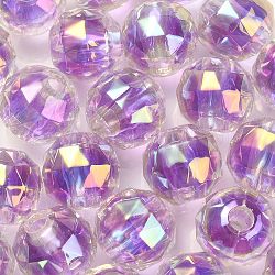 Placage uv perles européennes acryliques transparentes, Perles avec un grand trou   , ronde, bleu violet, 13.5x13mm, Trou: 4mm