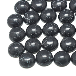 Cabuchones de turquesa sintética, teñido, medio redondo / cúpula, negro, 4x2mm