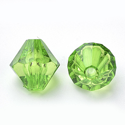 Abalorios de acrílico transparentes, bicono, verde lima, 4x4mm, agujero: 1.2 mm, aproximamente 690 unidades / 20 g