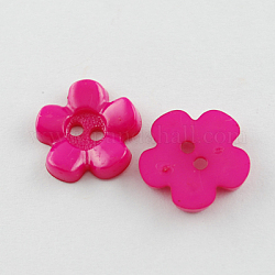 Акриловые кнопки, 2-луночное, окрашенные, цветок, светло-вишневый, 15x15x3 мм, отверстие : 2 мм