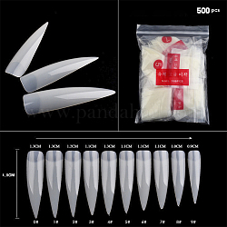 Накладные ногти на шпильках с половинным покрытием, инструмент для маникюра для ногтей, кремово-белые, 49x9~13 мм, 500 шт / пакет